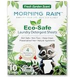 MorningRain Eco-Safe Laundry Detergent Sheets - Ingredients from Finland, Natural Scent, Bio-Enzyme Formula, Power Clean, 5 Sheets (Up to 10 Loads) - Non-Toxic, Preservative-Free, Designed in USA