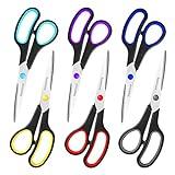 Scissors Set of 6-Pack, 8" Scissors All Purpose Comfort-Grip Handles Sharp Scissors for Office Home School Craft Sewing Fabric Supplies, High/Middle School Student Teacher Scissor, Right/Left Hand