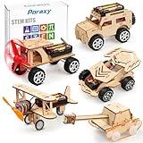 Poraxy 5 in 1 STEM Kits for Kids Age 8-10, Science Building Projects Craft for 8-12, Model Car Kits, Toys for Ages 8-13, Wooden 3D Puzzles, Birthday Gifts for 7 8 9 10 11 12 13 Year Old Boys and Girls