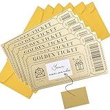 6 Pieces Golden Ticket Scratch-off Cards with Envelopes, Scratch & Reveal Surprise Ticket for Writing Your Own Special for Birthday, Girlfriends, Wives, Valentine's Day Card, Christmas Gift Card