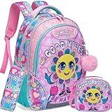 Meetbelify Backpacks for Girls School Bag Cute Girls Backpacks Ages 8-10 with Lunch Box Kids Bookbag Set Travel Backpack for Preschool Elementary Students Backpack to School Supplies