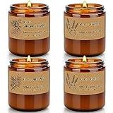 Candles for Home Scented, 4 Pack 28 Oz Candles Gifts for Women, Large Soy Scented Candles, Lavender Fresh Rose Long Lasting Aromatherapy Amber Candle Set for Women Men Christmas Birthday Thanksgiving