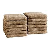 Great Bay Home Taupe Washcloth- 100% Cotton 12-Pack 13x13 Wash Cloth - Absorbent, Quick-Drying, Durable Face Towels for Bathroom Decor - Low-Twist, Two-Ply Fibers (Mocha)