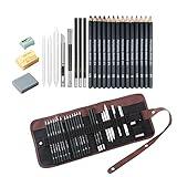 Drawing Pencils, 24pcs Sketching Pencils Set with Graphite Pencils 12B 10B 8B 7B 6B 5B 4B 3B 2B B HB 2H 4H 6H and Charcoal Pencils for Drawing, Gift for Beginners or Artists