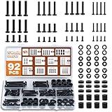 92PCS Universal TV Mounting Hardware Screw Kit Set - M4 M5 M6 M8 Screws, Spacers and Washers for Most TV/Monitor VESA Mount, TV Mount Replacement Screws with Box up to 80", Black