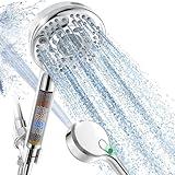 SunCleanse Filtered Shower Head with Handheld, 9-Spray Setting Detachable Showerhead with Filters, Shower Head for Hard Water - Filtered Chlorine, Improve Skin and Hair Texture, Chrome