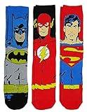 DC Comics Justice League Mens Casual Crew Socks 3 Pair Pack Size 6-12 (Blue/Red)