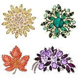 4 Pcs Gold Brooches and Pins for Women, Pearl Brooch Vintage Rhinestone Flower Decorative Brooch Pins Clothing Brooches for Women (Multicolor)
