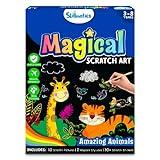 Skillmatics Scratch Art Book for Kids - Animals, Craft Kits & Supplies, 30+ Scratch Stickers, Travel Toys, DIY Kit, Gifts for Boys & Girls Ages 3, 4, 5, 6, 7, 8