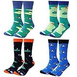 Moyel Golf Gifts for Men Golf Socks for Men Men's Funny Crew Socks Novelty Cool Fun Funky Cotton Socks (4 Pairs Golf)