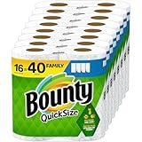 Bounty Paper Towels Quick Size, White, 16 Family Rolls = 40 Regular Rolls