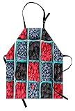Lunarable Fruits Apron, Groceries Strawberries Raspberries and Berries Baskets Farmers Market, Unisex Kitchen Bib with Adjustable Neck for Cooking Gardening, Adult Size, Blue Scarlet