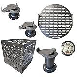 Ugly Drum Smoker Parts Kit, Build Your own UDS, Heavy Duty Expanded Basket w/ Stainless Grate, Two flanged inlets, 2" Exhaust, LavaLockⓇ TH258 Thermometer