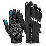 Hikenture Winter Bike Gloves,Cycling Gloves for Men and Women,Cold Weather Biking Gloves,Full Finger Thermal Windproof Bicycle Gloves for Riding, Hiking, Running(Black XXL)