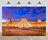 CHNYWORK 7ftx5ft French Paris Backdrop Louvre Museum with Louvre Pyramid at Evening Background Popular Tourist Destinations for Europe Travel Adults Wedding Portraits Photo Studio Props