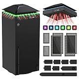 MENEEA Cooling Fan Dust Proof for Xbox Series X Console with Colorful Light Strip,MENEEA Dust Cover Filter,Rubber Dust Plugs,Low Noise Top Fan with 3 Gears,Cooler&Light Independent Touch Switch, 2 USB Port