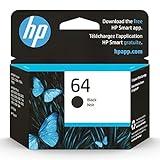 HP 64 Black Ink Cartridge | Works with HP ENVY Inspire 7950e; ENVY Photo 6200, 7100, 7800; Tango Series | Eligible for Instant Ink | N9J90AN