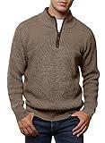 JMIERR Quarter Zip Sweaters for Men Ribbed Stand Collar Work Dress Pullovers for Fall Winter, US 46(XL), Brown