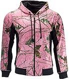 TrailCrest by Treel Women's Full Zip Up Hoodie Sweatshirt Fashion Hooded Jacket, XL, Pink Camo