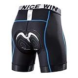 Mens Bike Shorts Anti-Slip Leg 4D Padded Cycling Bicycle Underwear Pants Breathable Wide Waistband Biking Spin Riding Clothes Blue 3XL