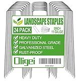 24 Pack Garden Stakes, U-Shaped Tent Stakes, Galvanized Landscape Staples, Ground Stakes, for Landscaping Securing Weed Barrier Fabric, Irrigation Tubing, Holding Fence, Tarpaulin