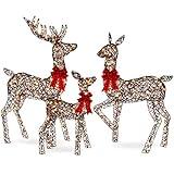 Best Choice Products 3-Piece Large Lighted Christmas Deer Family Set 5Ft Outdoor Yard Decoration with 360 LED Lights, Stakes, Zip Ties - Brown