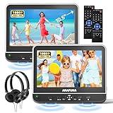 10.5" Dual Portable DVD Player with 1080P HDMI Input, Arafuna Car DVD Player Dual Screen Play A Same or Two Different Movies, Headrest DVD Player for Car Support USB/SD, Last Memory