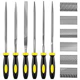 kapoua 6-Piece Metal Needle File Set - Hardened Alloy Steel Includes Flat, Warding, Square, Triangular, Round, and Half-Round Files