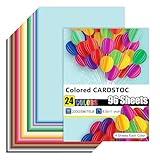 96 Sheets Colored Cardstock 24 Colors, 8.5x11 Color Cardstock Bulk, 200gsm/75lb Assorted Colors Construction Paper for Printing, Card Making, Die Cutting, Crafts, Scrapbooking, Party Decorations
