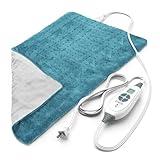 Pure Enrichment® PureRelief XL Heating Pad - 12" x 24" Electric Heating Pad for Back Pain & Cramps, 6 Heat Settings, FSA/HSA Eligible, Soft Machine Wash Fabric, Auto-Off & Moist Heat (Blue)