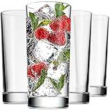 Godinger Highball Drinking Glasses, Italian Made Tall Glass Cups, Water Glasses Drinking Set, Cocktail Glasses - 14oz, Set of 4, Made In Italy