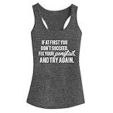 FANNOO Workout Tank Tops for Women-Womens Motivational Saying Fitness Gym Racerback Sleeveless Shirts Grey