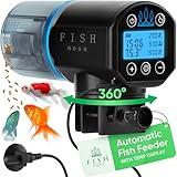 FISHNOSH Automatic Fish Feeder for Aquarium with Digital Thermometer - 2025 Auto Fish Food Dispenser Programmable, Vacation Feeder for Fish, Adjustable Portions, Auto Fish Feeder for Small & Big Tanks