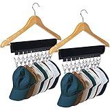 Hat Rack for Baseball Caps Hat Organizer Holder for Hanger & Room Closet Display, 2Pack 10 Hat Storage Clips for Hang Ball Caps Winter Beanie & Accessories, for Men, Women Gift (2PC Black)