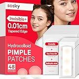 Sosky Pimple Patches for Face, FSA HSA Eligible Invisible Hydrocolloid Acne Patches, Zit Sticker for Face and Skin, Pimple Patches for Covering Zits, Blemishes with Salicylic Acid 48 Count