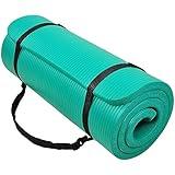 BalanceFrom All-Purpose 1-Inch Extra Thick High Density Anti-Tear Exercise Yoga Mat with Carrying Strap (Green)