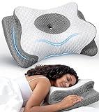 No More Aches Neck Pillow for Pain Relief, Adjustable Cervical Pillow for Neck Support with Armrest, Odorless Ergonomic Butterfly Memory Foam Pillows,Orthopedic Bed Pillow Side Back Stomach Sleeping