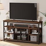 BON AUGURE Tall TV Stand for TVs up to 65 Inch, Industrial Wood Entertainment Center with Storage Cabinet, Farmhouse TV Media Console for Living Room and Bedroom (32 Inch High, Rustic Oak)