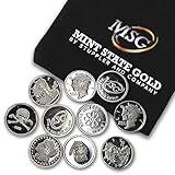 Ten (10) One Gram .999 Pure Silver Rounds with Random Designs in a Jewelry Pouch by Mint State Gold