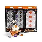 Edible Halloween Cake Decorations, Pumpkin Cupcake Toppers, Ghost Cake Decorations, Edible Knives Cupcake Toppers, Witch Hats for Cake Decorating, Cookies, Cupcakes, Macaron, and Ice Cream