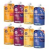 Cerebelly Organic Baby Food Pouches – Organic Hearty Veggie Purees | 16 Nutrients, No Added Sugar, Non-GMO | Blended Toddler Food | 4oz BPA-Free | 4 Flavors | 8 Pack