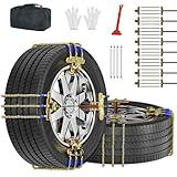 Upgraded Snow Chains 8 Pack, Tire Chains for Passenger Cars, Pickups, and SUVs, Universal Adjustable Emergency Portable Snow Tire Chains for Tire Width 215-285mm