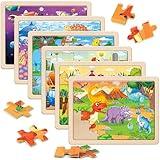 SYNARRY Wooden Puzzles for Kids Ages 4-6, 6 Packs 60 PCs Jigsaw Puzzles Preschool Educational Toys Gifts for Children Ages 4-8, Kids Puzzles for 4+ Year Olds Boys Girls, Wood Puzzles Ages 3 4 5 6 7 8