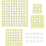 Quilting Rulers, Sewing Rulers, 4 Piece Quilting Square Templates, Acrylic Rulers with Non-Slip Rings for Sewing (3.5"X3.5", 5"X5", 6.5"X6.5", 10.5"X10.5") (Yellow)