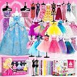 Axirata 1000+PCS Fashion Designer Kit for Girls Creativity DIY Arts & Crafts Kit for Kids with Fashion Design Sketchbook, 4 Mannequins, Sewing Kit for Teen Girls Birthday Gift Age 6 7 8 9 10 11 12+