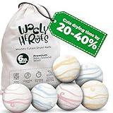 No More Dryer Sheets - Wool Dryer Balls - XL 6-Pack - Eco Dryer Balls - Dryer Balls Laundry Reusable - Softens Laundry Naturally - Reduces Drying Time & Static - with Storage Bag