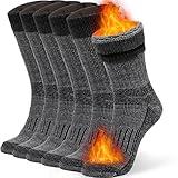 Alvada Warm Thermal Wool Socks for Winter Moisture Wicking and Breathable Cozy Boot Socks Charcoal LXL