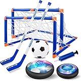 Nazano 3-in-1 Hover Hockey Soccer Ball Kids Toys Set, Led Lights Floating Air Football, Indoor Outdoor Sport Toys for Kids, Christmas Birthday Gifts for Boys Girls Aged 3 4 5 6 7 8-12