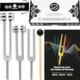 Tuning Forks for Healing (128Hz, 256Hz, 512Hz) — Authentic Body Weighted Tuning Forks Medical for Healing Chakra Set — Yoga and Meditation Accessories — Tuning Fork Set Frequency Healing Devices