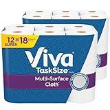 Viva Multi-Surface Cloth Paper Towels, Task Size - 12 Super Rolls (2 Packs of 6) - 81 Sheets Per Roll